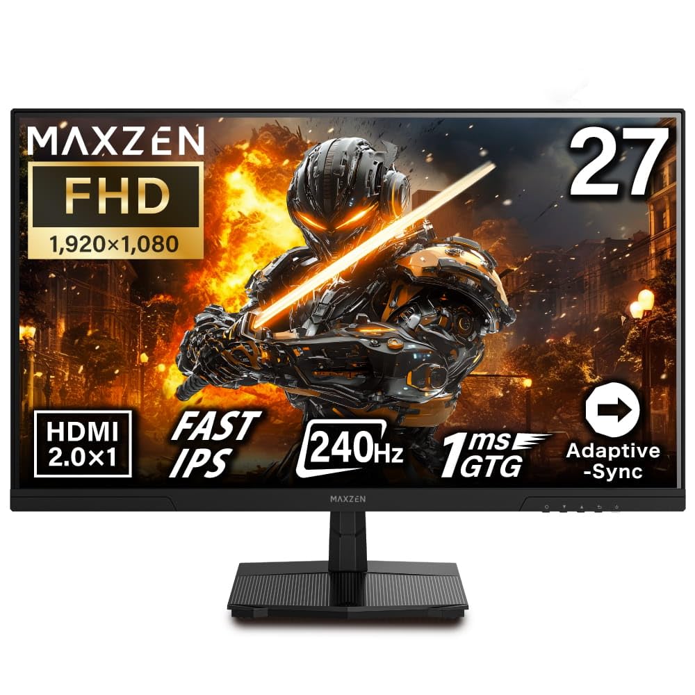 ゲーミングモニター　MAXZEN 24.5インチ MGM251C04-F240 Amazon.co.jp: MAXZEN ゲーミングモニター 27インチ 240Hz FHD(1920